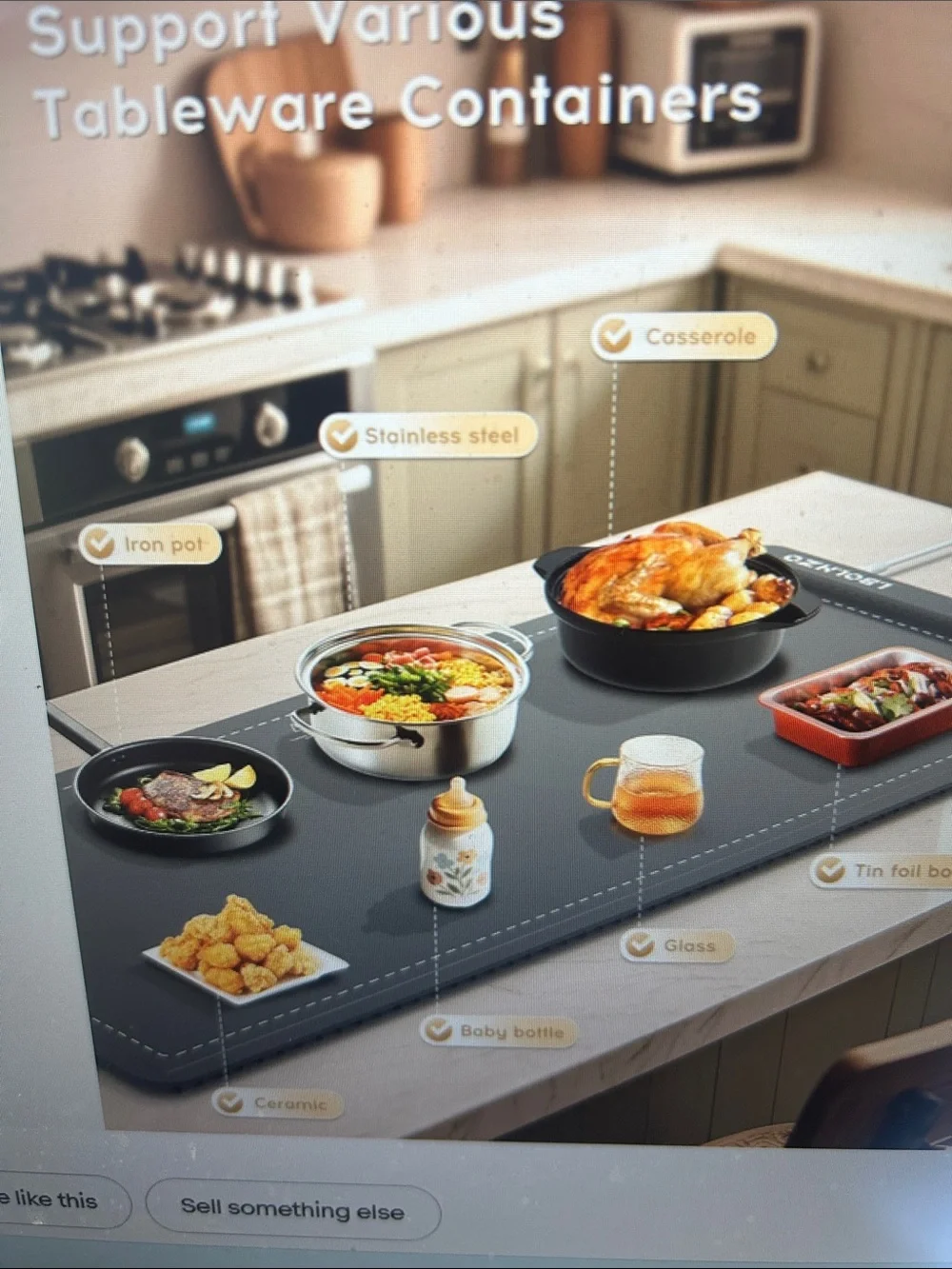 LBOLHZO  GRAY FOOD WARMING MAT NWT